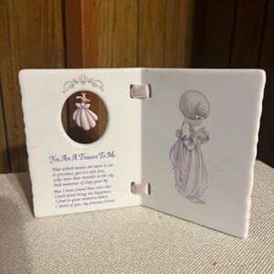 Precious Moments White and Purple Porcelain Plaque